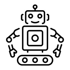 A line style icon showing robot
