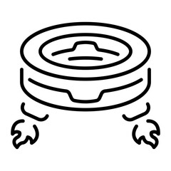 A linear style icon representing flying board