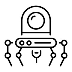 An outline style icon depicting nano bot