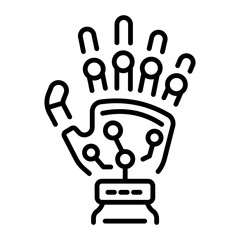 A line style icon showing robot hand