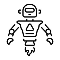 An outline style icon depicting space robot