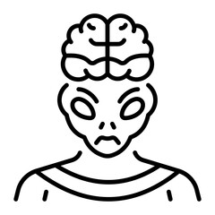 A line style icon showing alien brain