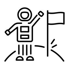 A line style icon showing space exploration