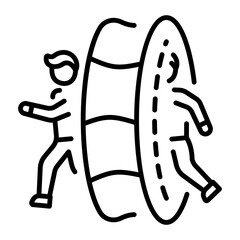 A linear style icon representing teleportation