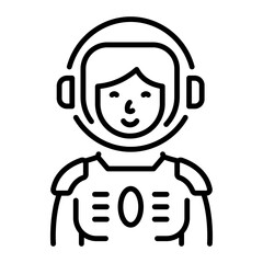 A line style icon showing female astronaut