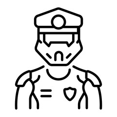 A linear style icon representing futuristic officer