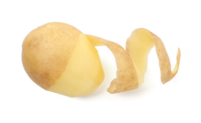 Raw potato with peel isolated on white