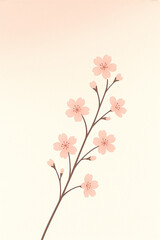 Minimal pink sakura blossom branch on pastel background, Japanese aesthetic phone wallpaper