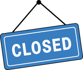 Blue closed sign hanging door business shop