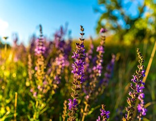 Obraz premium Close-up of vibrant purple wildflowers
