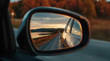 A 4K photo of car rear view mirror.