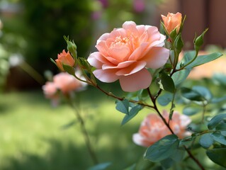 "Elegant Pink Rose Blossom in Vintage Garden"