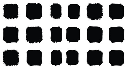 Collection of Brush Stroke Shapes in Black Ink for Artistic Design Elements