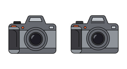 Two Camera Icons in Gray and Black with a Simple Clean Design