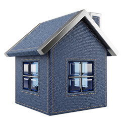 Denim house isolated on transparent background