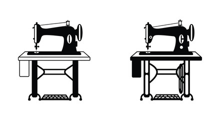 Vintage Sewing Machine Illustrations Black and White