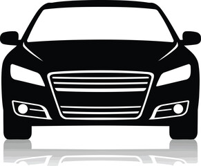 Front view black luxury sedan car icon