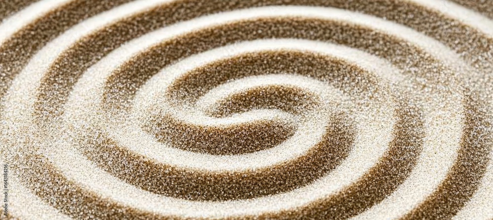 Poster macro sand texture with ripple patterns creating a gentle zen garden of visual harmony and calmness
