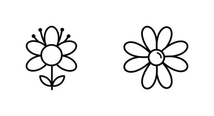 Simple Line Art Flowers Two Floral Designs