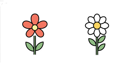 Simple Red and White Flower Illustrations