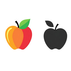 Colorful and Simple Apple Illustration with a Black Silhouette