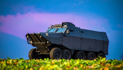Fototapeta premium Military vehicle on a hill