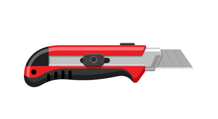 Naklejka premium An illustration of a modern red and black utility knife with segmented blade
