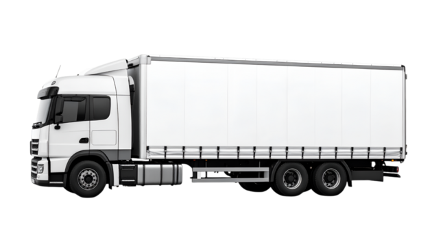 Heavy Cargo Hauler: A modern, streamlined semi-trailer truck, meticulously presented, standing ready to transport goods, embodying efficiency, reliability, and the essence of logistical prowess.