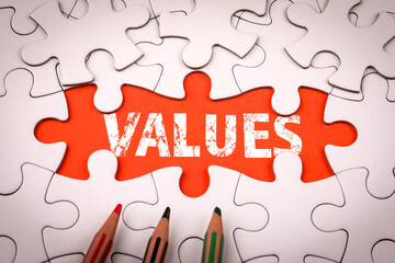 Core values concept represented as puzzle piece