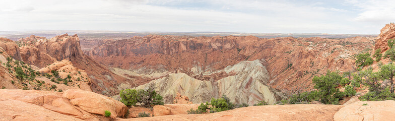 Wide Panorama of The Grand View in Canyonlands National Park, Utah, USA