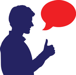 Silhouette of a Person Giving Thumbs Up with Quotation Marks