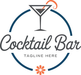 Cocktail bar logo with flower
