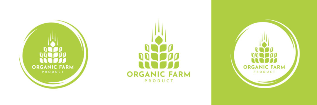 Wheat logo vintage set isolated on white background - Powered by Adobe