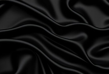 Obraz premium Abstract black satin waves, luxurious silk texture , folds, elegant