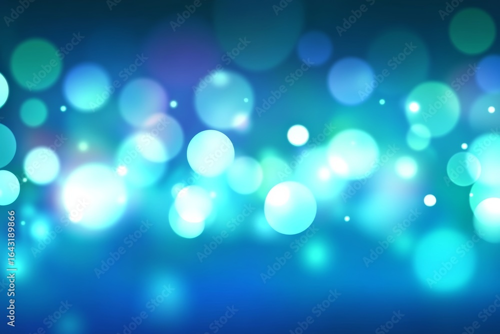Poster captivating abstract glittering bokeh circles in enchanting aqua and teal gradient background design