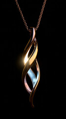 Elegant Twisted Gold and Silver Pendant Necklace with Light Blue Gemstone
