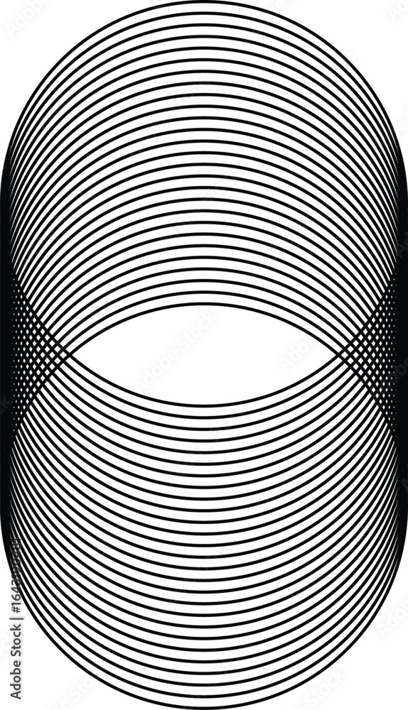 Poster Abstract op art vector illustration with a mesmerizing pattern of black and silver striped lines creating a hypnotic optical illusion of movement