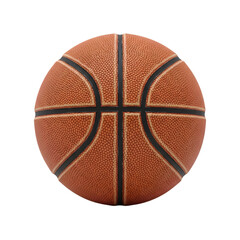 Fototapeta premium A closeup studio shot of a basketball isolated on a transparent background, showcasing its textured surface and classic black lines