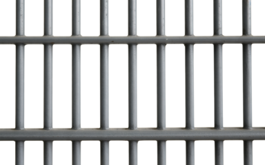 Prison bars backdrop with isolated metal jail cell frame for concepts of confinement and restriction