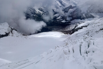View from the Jungfrau Railway station Eismeer to the Ischmeer Glacier, Switzerland   