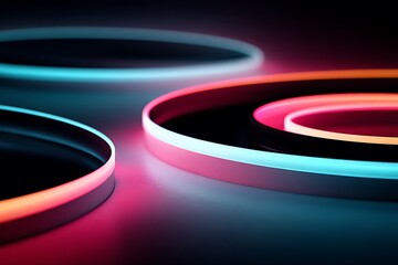 Colorful neon light circles high resolution picture