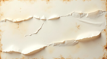 Horizontal Torn Paper Background with Frayed Edges and Stains aged vintage