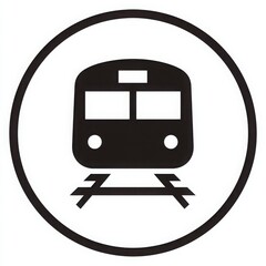 Simple Black Train Icon in Circle - Transportation, Travel, Public Transit, Modern Design, Vector Graphic