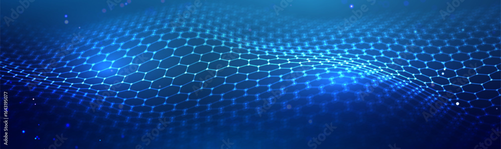 Aufkleber medical hexagon background featuring honeycomb patterns and blue science elements. 3d molecule textu