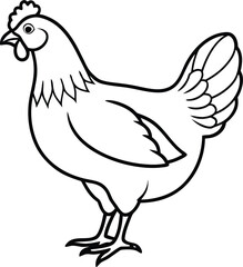 Cartoon hen, rooster, and chick with red wattles on a white background