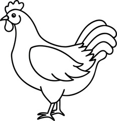 hen with chicks and chicken vector illustration cute farm bird drawing