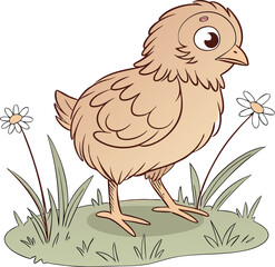 Hen with eggs and Easter egg standing next to chicken bird on white background vector illustration