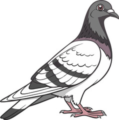 A vector illustration of a dove of peace with a feather in its beak is a striking symbol of nature