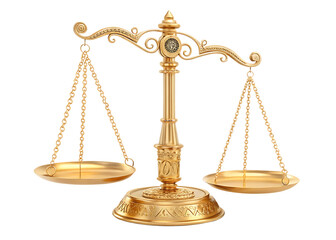 golden scales of justice Isolated on background white
