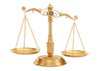 golden scales of justice Isolated on background white